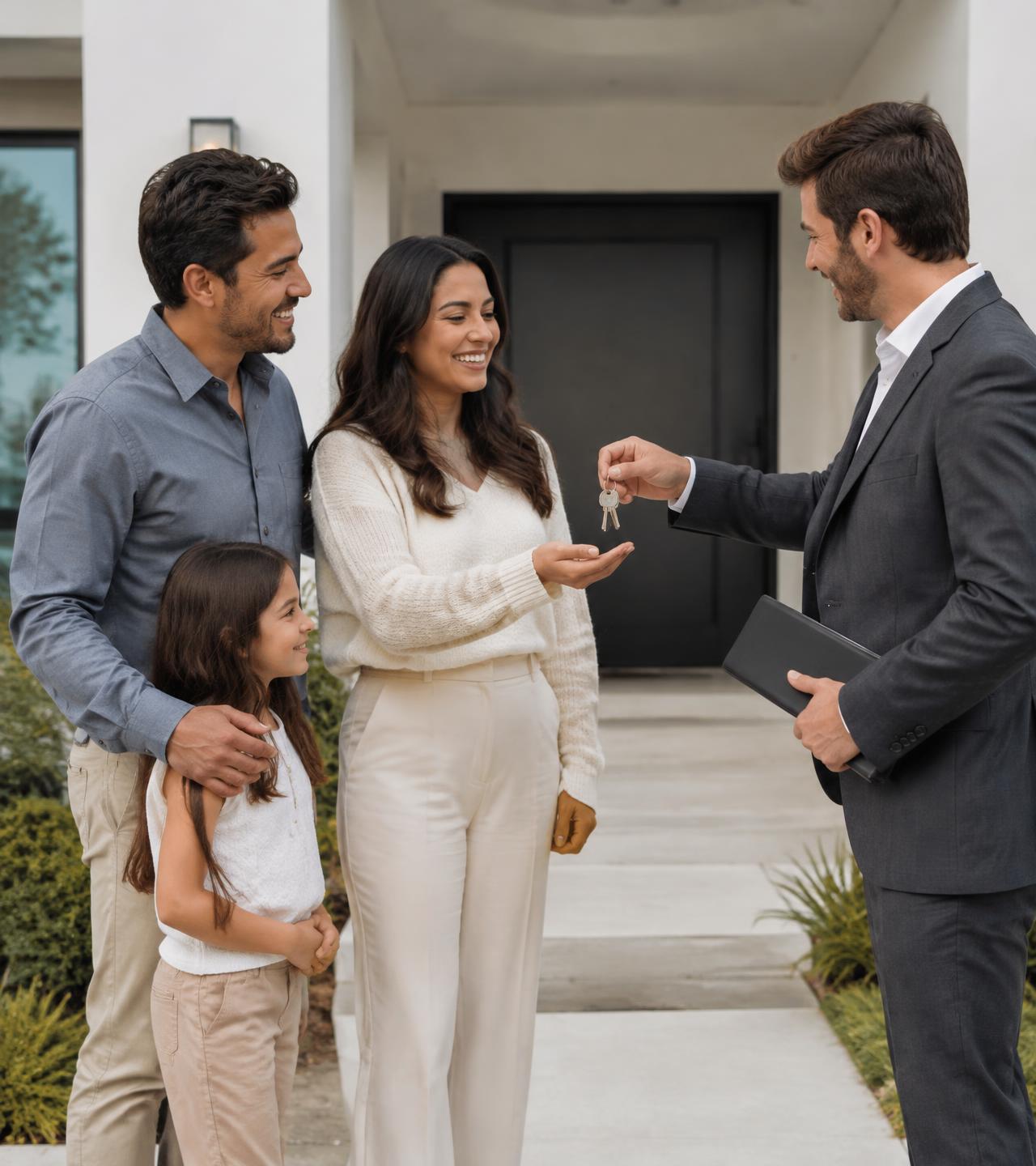 Family receiving the keys to their new home